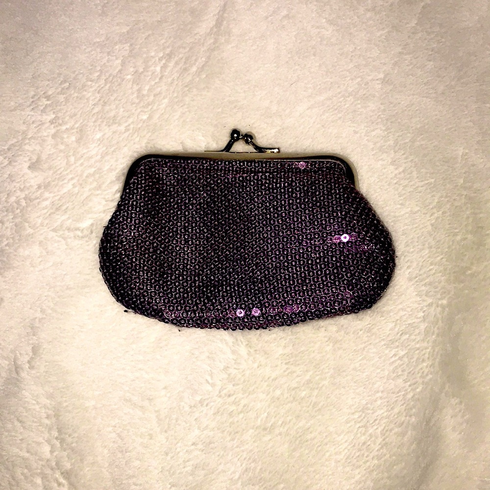 Purple sequin coin purse